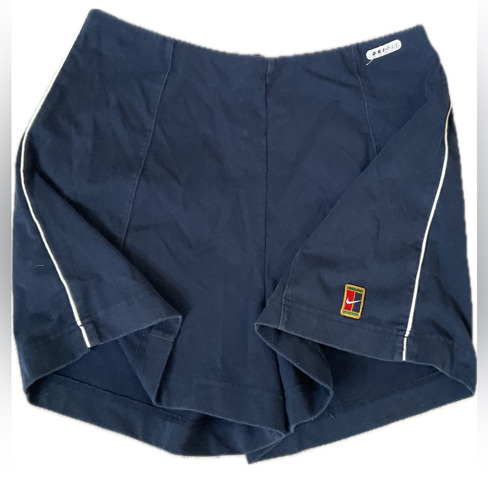 NIKE DRI FIT   Navy Women's Shorts Side Piping &  back zipper.